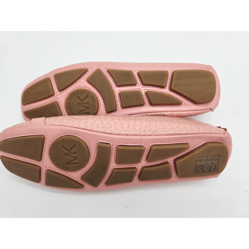 Michael Kors Fulton Croc Embossed PINK Flat Shoe MK Logo Moccasin Sz 9.5M - Picture 2 of 5